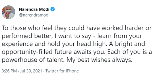 Prime Minister Narendra Modi tweeted