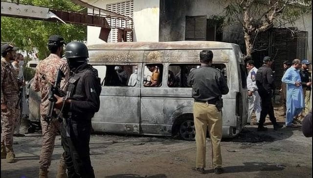 A bomb blast near Karachi University