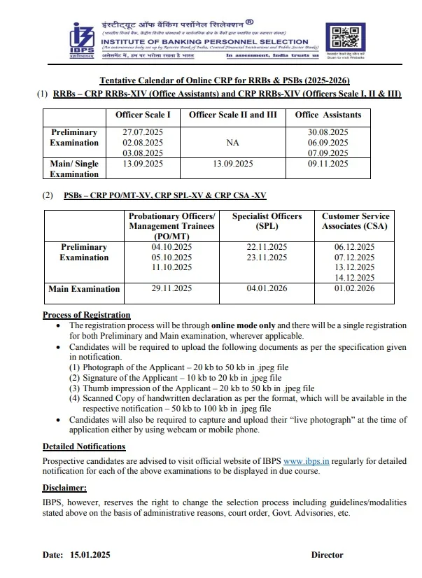 IBPS Calendar 2025