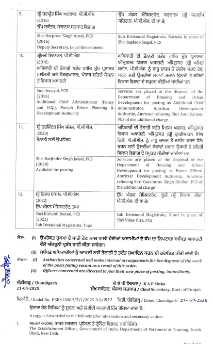 IAS and 9 PCS officers