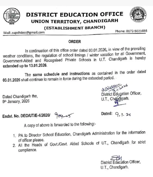 Chandigarh school holidays