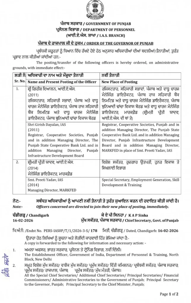 IAS Officers Transfer