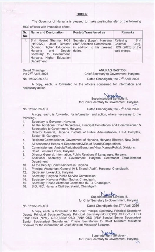 HCS Officer Neeraj Sharma